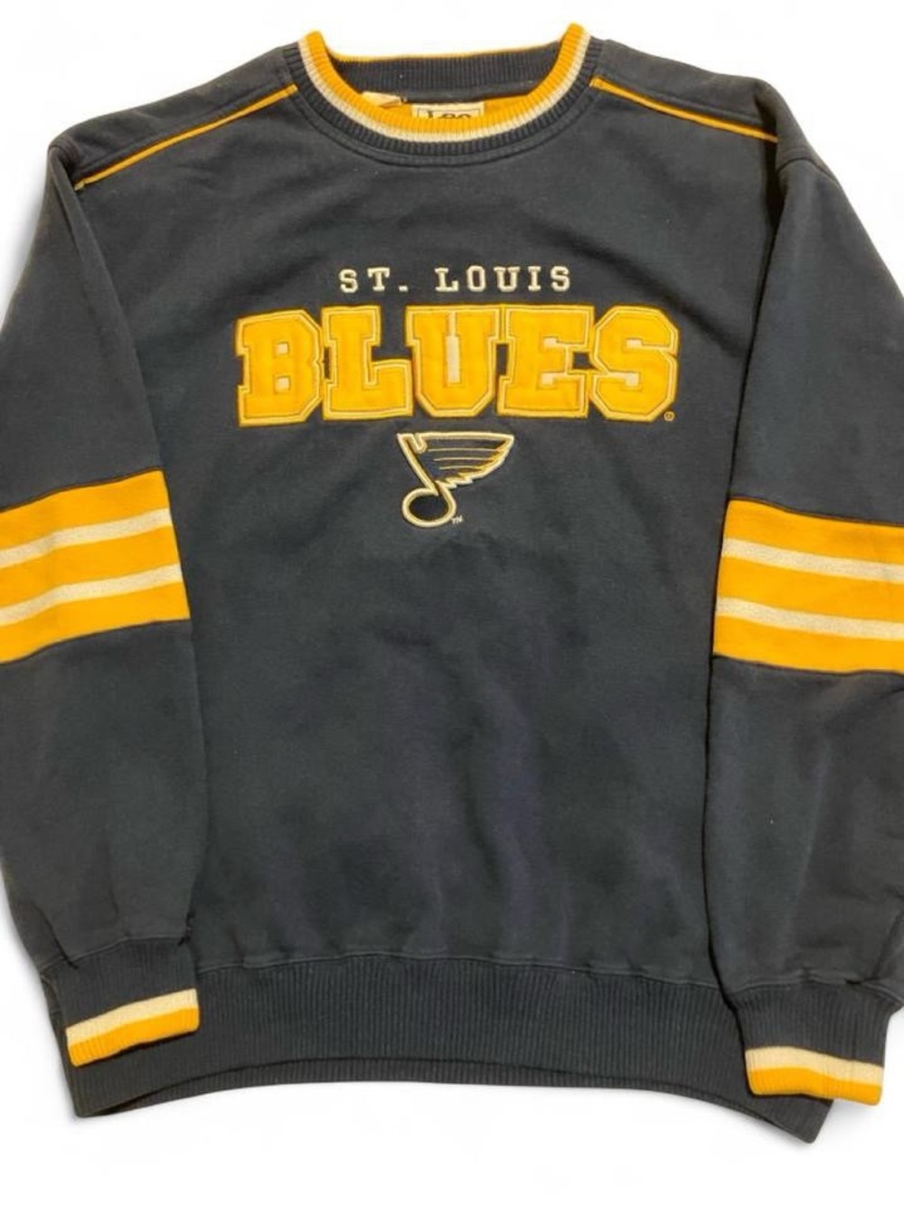 Vintage 90s Lee Sport St Louis Blues Crewneck Navy Striped Sweatshirt Size L